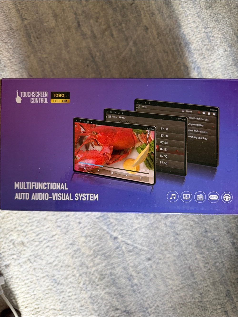 Multifunctional Black Auto Audio-Visual Touchscreen System